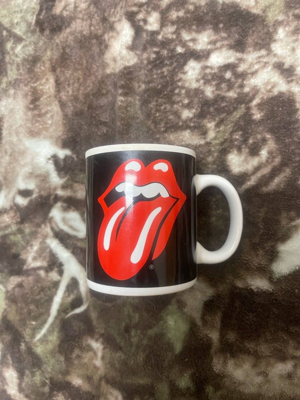 Black Rolling Stones Ceramic Mug with Red Tongue Graphic - Home Dining